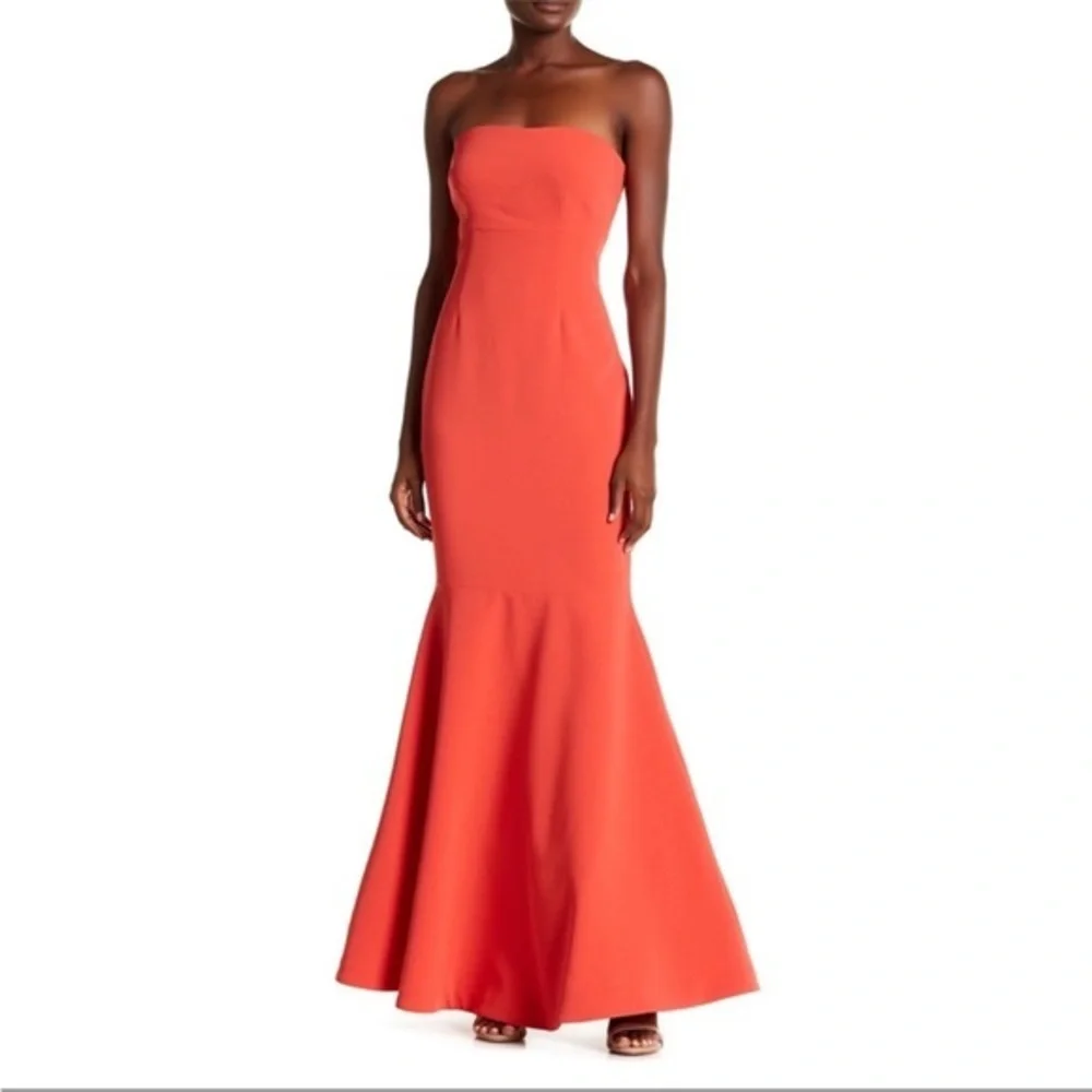 Cinq a Sept Dress Luna Strapless Mermaid Gown Maxi in Venetian Red